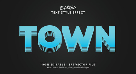 Editable text effect, Town text on light blue style effect