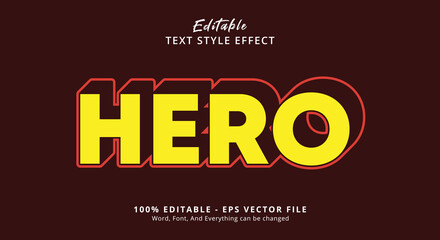 Editable text effect, Hero Comic text on trendy style effect