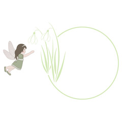 snowdrop flower and little fairy