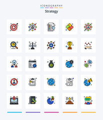 Creative Strategy 25 Line FIlled icon pack  Such As seo. teamwork. business. strategy. time