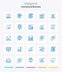 Fototapeta na wymiar Creative Economy And Business 25 Blue icon pack Such As development. . chart. capital. bank