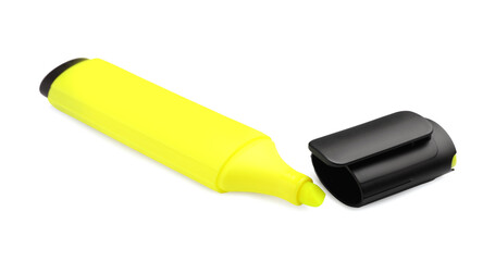 Bright yellow marker isolated on white. Office stationery