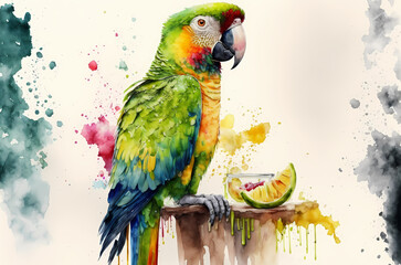 Vibrant Feathers, Watercolor Parrot Portraits for Art Lovers, generative ai.
