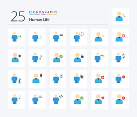 Human 25 Flat Color icon pack including human. avatar. human. letter. envelope