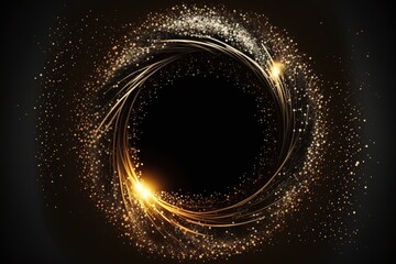 Sparkling circle in black background, Generative AI
