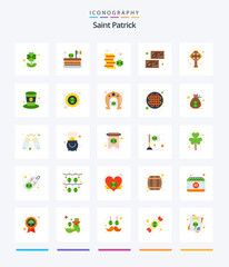 Creative Saint Patrick 25 Flat icon pack  Such As cross. value. coin. ingot. patrick