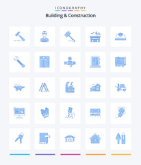 Creative Building And Construction 25 Blue icon pack  Such As airport. law. construction. hammer. court