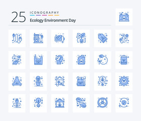 Ecology 25 Blue Color icon pack including plug. green. pump. ecology. green