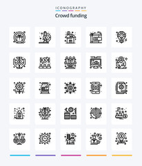 Creative Crowdfunding 25 OutLine icon pack  Such As profit. reward. business. present. achievement