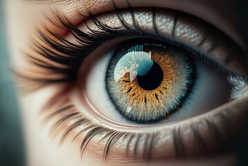 Fototapeta na wymiar Close-Up von einem braun und blauem weiblichen Auge, Generative AI 