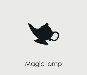 Magic lamp vector icon. Editable stroke. Symbol in Line Art Style for Design, Presentation, Website or Mobile Apps Elements, Logo.  Magic lamp symbol illustration. Pixel vector graphics - Vector