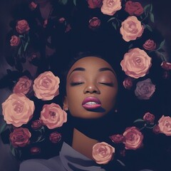 AI-Generated Image of an African American Woman With Roses in Her Hair