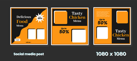 food menu fried chicken and restaurant social media banner template

