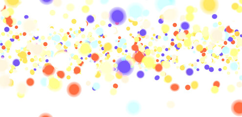  Colorful assorted confetti with serpentine on white