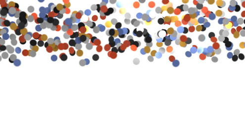  Colorful assorted confetti with serpentine on white