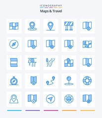 Creative Maps & Travel 25 Blue icon pack  Such As search. explore. map. map. navigation