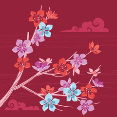 Beautiful Cherry Blosssom or Sakura Handdrawing Backgrounds	