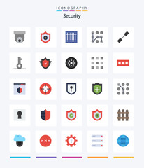Creative Security 25 Flat icon pack  Such As linked. connection. code. chain. secure