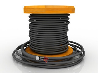 3d rendering Fiber optical cable detail