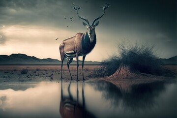 Gazelles Stock Photo, Wildlife Photography, Generative Ai