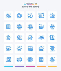Creative Baking 25 Blue icon pack  Such As bread. bakery. cooking. restaurant. chef hat