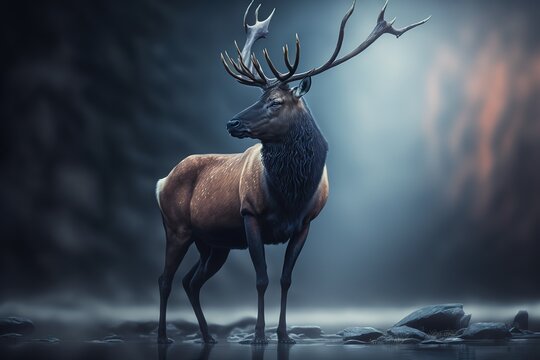 Elk Stock Photo, Wildlife Photography, Generative Ai