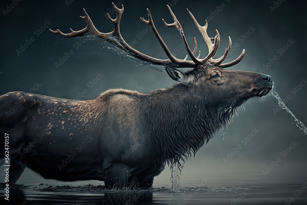 Wall mural elk stock photo, wildlife photography, generative ai