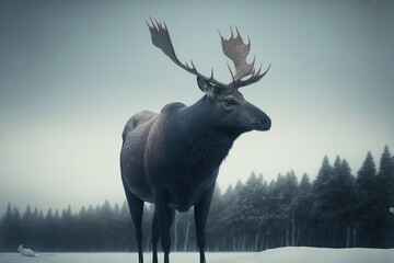 Alaska Moose Stock Photo, Wildlife Photography, Generative Ai