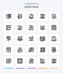 Creative Auction 25 OutLine icon pack  Such As present. diamond. trade. premium. ring