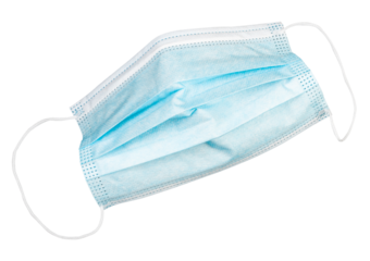 isolated blue disposable face mask, transparent background PNG