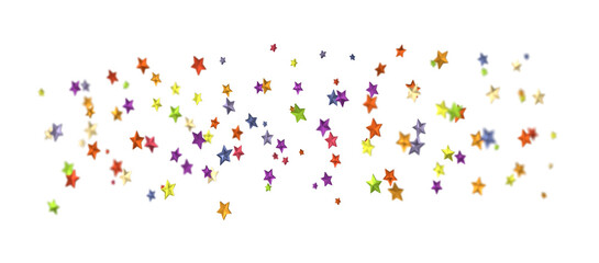 Banner with colour decoration. Festive border with falling glitter dust and stars.