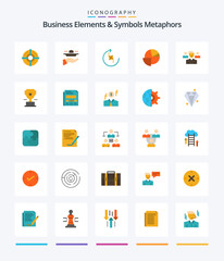 Creative Business Elements And Symbols Metaphors 25 Flat icon pack  Such As graph. chart. dinner. analytics. puzzle