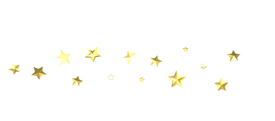 Banner with golden decoration. Festive border with falling glitter dust and stars.