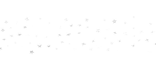 Banner with silver decoration. Festive border with falling glitter dust and stars.