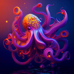 Fantasy Octopus Generative AI Illustration