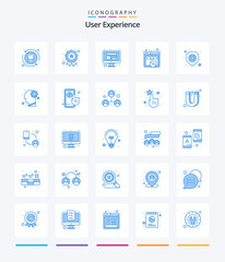 Creative User Experience 25 Blue icon pack  Such As shield. antivirus. website. ux. testing