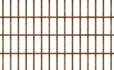 Realistic Jail bars rusty, prison background iron interior. Brown cells old. Banner detailed metal lattice. Detention centre cell. Isolated way, freedom concept grid. png