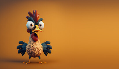 Cute Cartoon Rooster Character (Generative AI)