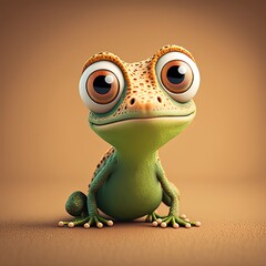 Cute Cartoon Gecko Character (Generative AI)