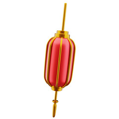 a hanging lunar new year ornament and red gold in color
