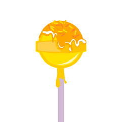 Vector illustration bright glossy lolipop on stick. Isoleted on white background. Editable vector and good for advertising.
