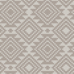 Pastel boho pattern jacquard knitted seamless pattern for mat or blanket design. Vector illustration
