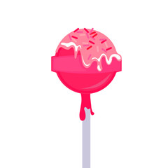 Vector illustration bright glossy lolipop on stick. Isoleted on white background. Editable vector and good for advertising.