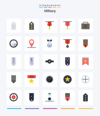 Creative Military 25 Flat icon pack  Such As army. nuclear. tag. plain. insignia