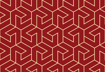 Abstract geometric pattern. A seamless vector background. Gold and red ornament. Graphic modern pattern. Simple lattice graphic design