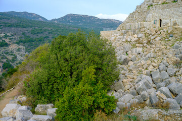 Israel, Golan Heights, Nimrod Fortress, Banias Falls, Mount Hermon