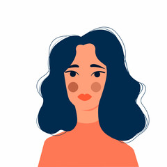 Flat cartoon vector illustration. Beautiful girl in daily life scene. Young woman.