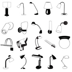 Doodle sketch lamps for the living room, table and floor lamps, hand-painted in different sizes and types, modern and vintage, 