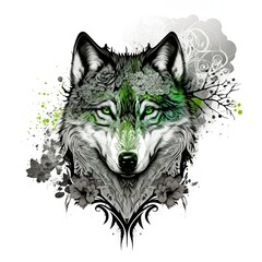 illustration of a colorful wolf