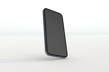 Purple iPhone 15 pro mockup display. Purple smartphone on white background